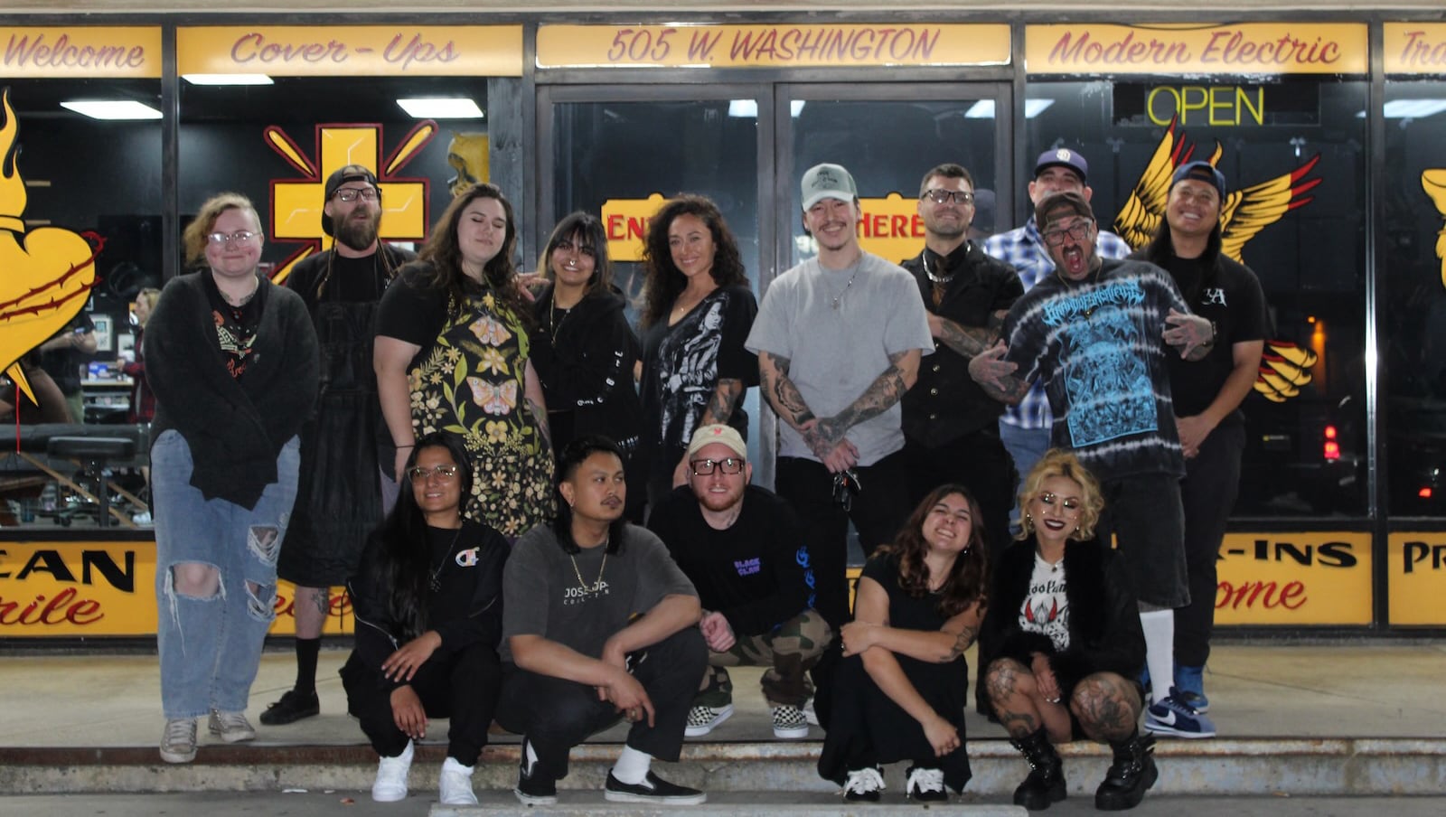 The Golden Child Tattoo team stands outside the studio's Escondido location, welcoming clients from across San Diego County.